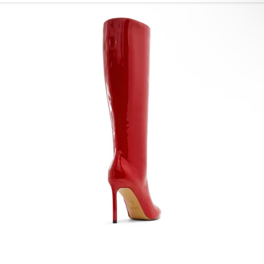 Aldo Glossy Red Heeled Boots